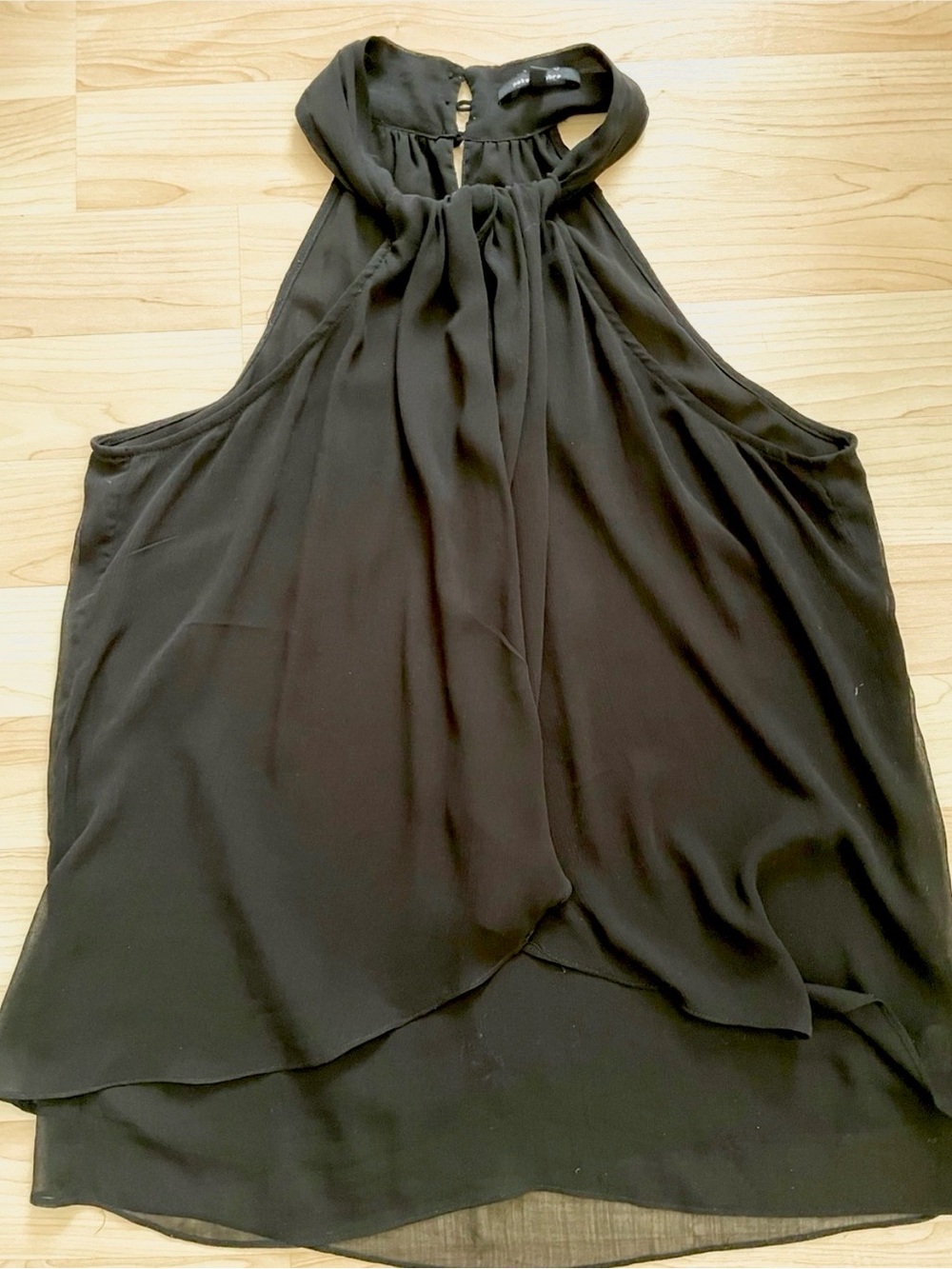 Naked Zebra Black Crepe Halter Top Size L